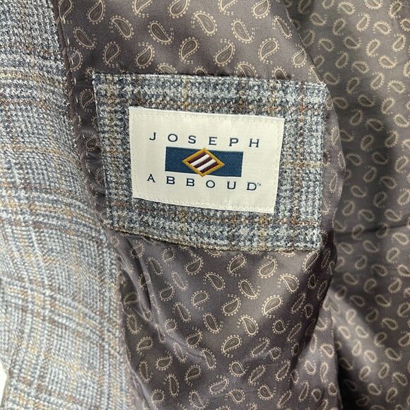 Joseph Abboud Blazer Jacket Mens 50L Brown Gray Plaid Wool Single Breasted - Picture 9 of 16